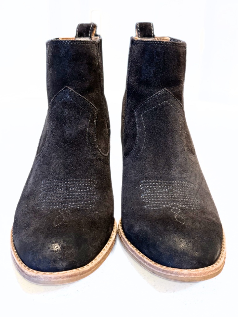 Dolce Vita Jones Suede Western Ankle Booties Block Heel Grey Size 8 - Picture 5 of 12